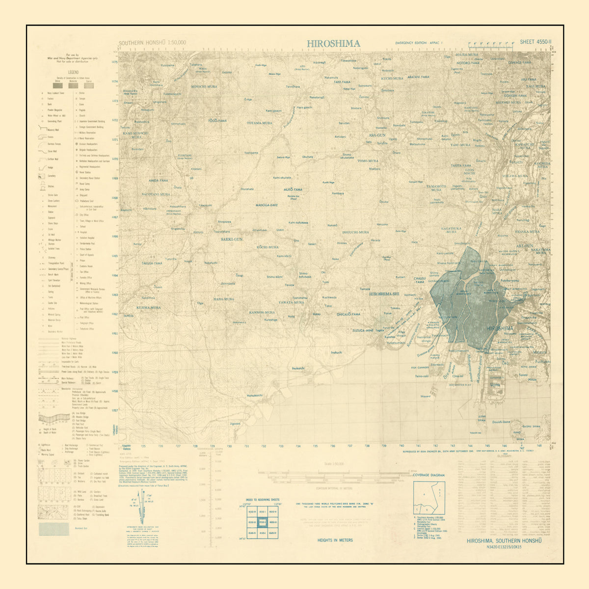Preview of Vintage Hiroshima Bombing Map 1945