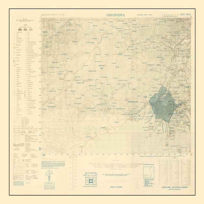 Size comparison using Vintage Hiroshima Bombing Map 1945