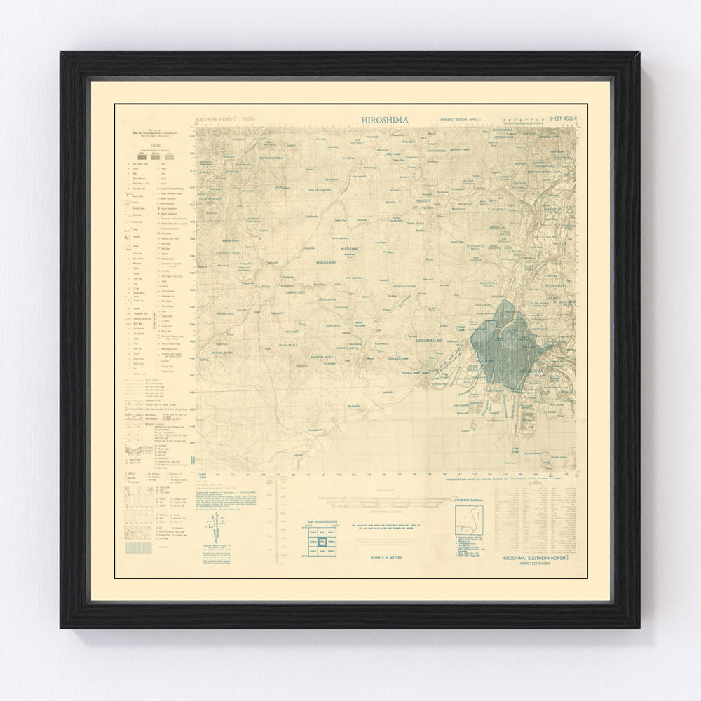 Hiroshima Vintage Map 1945
