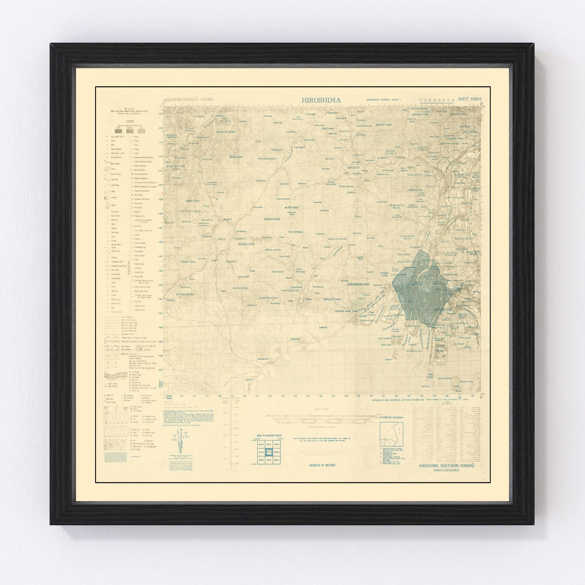Hiroshima Vintage Map 1945