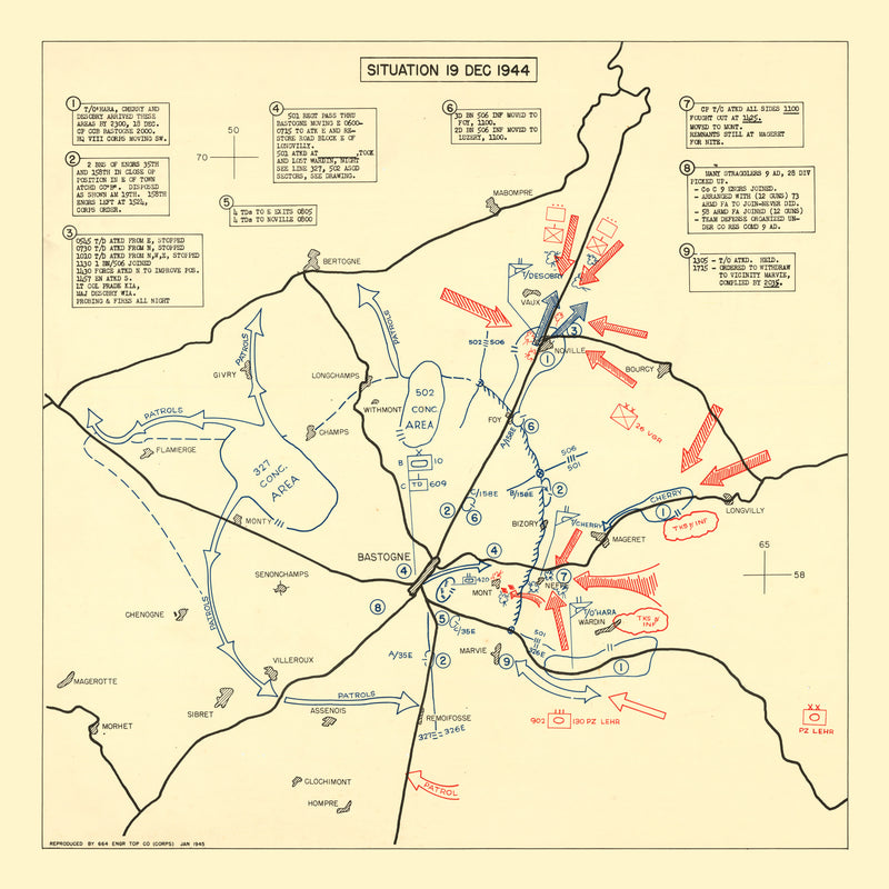 Size comparison using Vintage Battle of Bastogne Map 1944