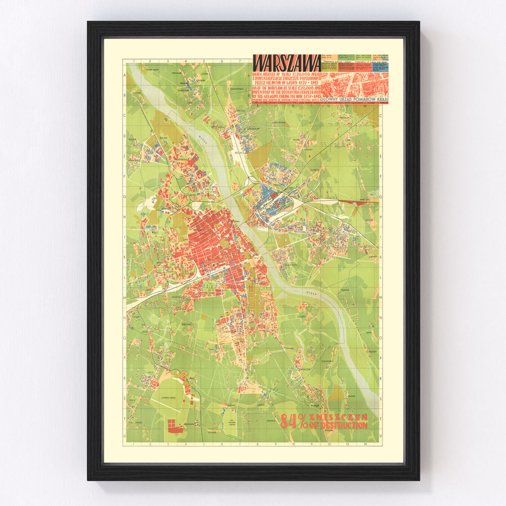 Warsaw Vintage Map 1949