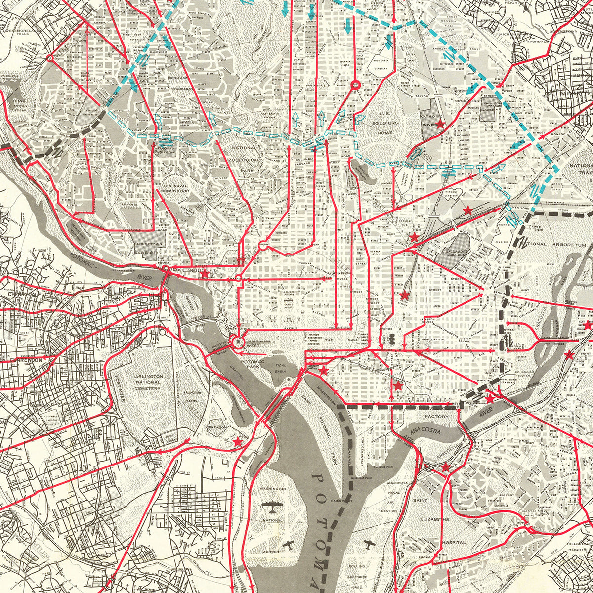 Restored historic details from the 1959 city map of Washington DC, Washington DC