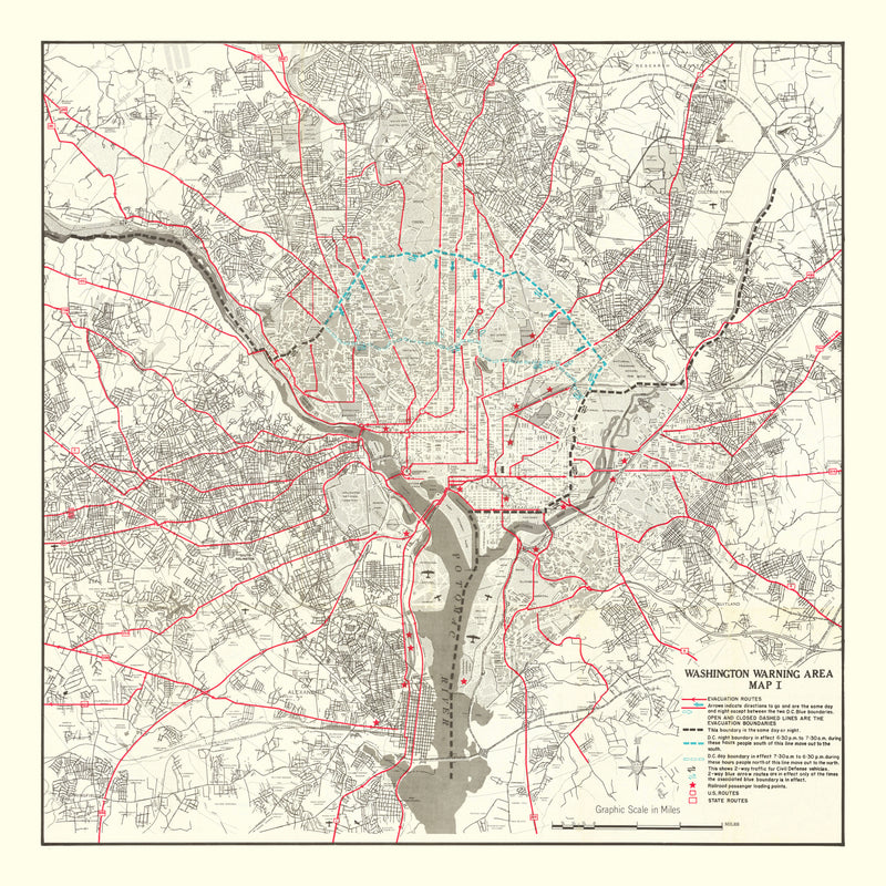 Size comparison using Vintage Map of Washington DC, Washington DC 1959
