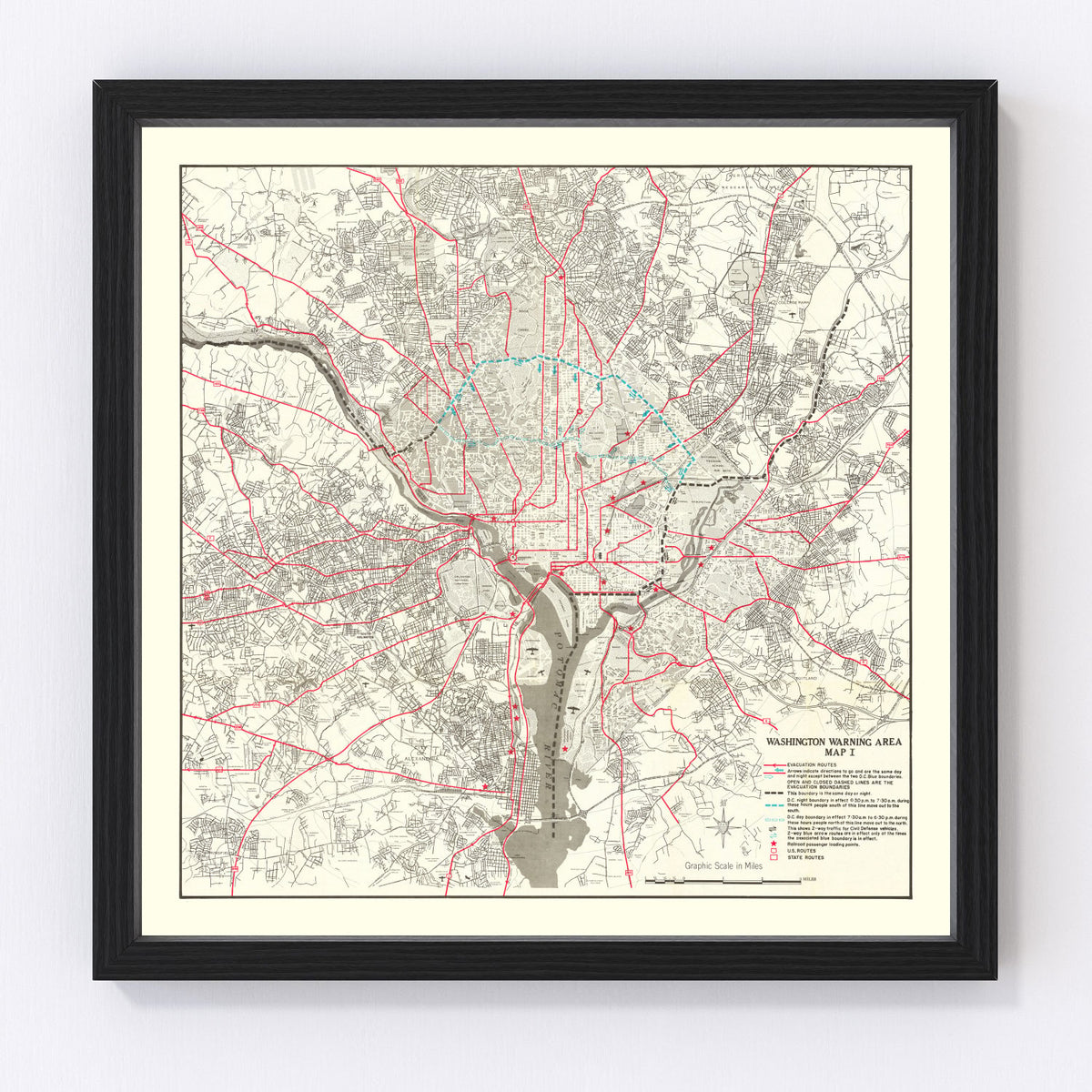 Washington DC Vintage Map 1959
