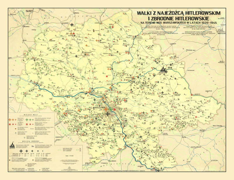Size comparison using Vintage Warsaw Poland Nazi Invasion Map 1945