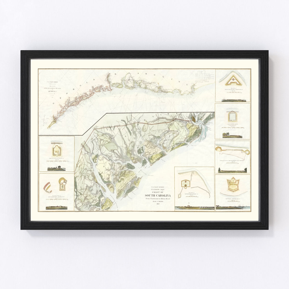 South Carolina Coast Vintage Map 1862