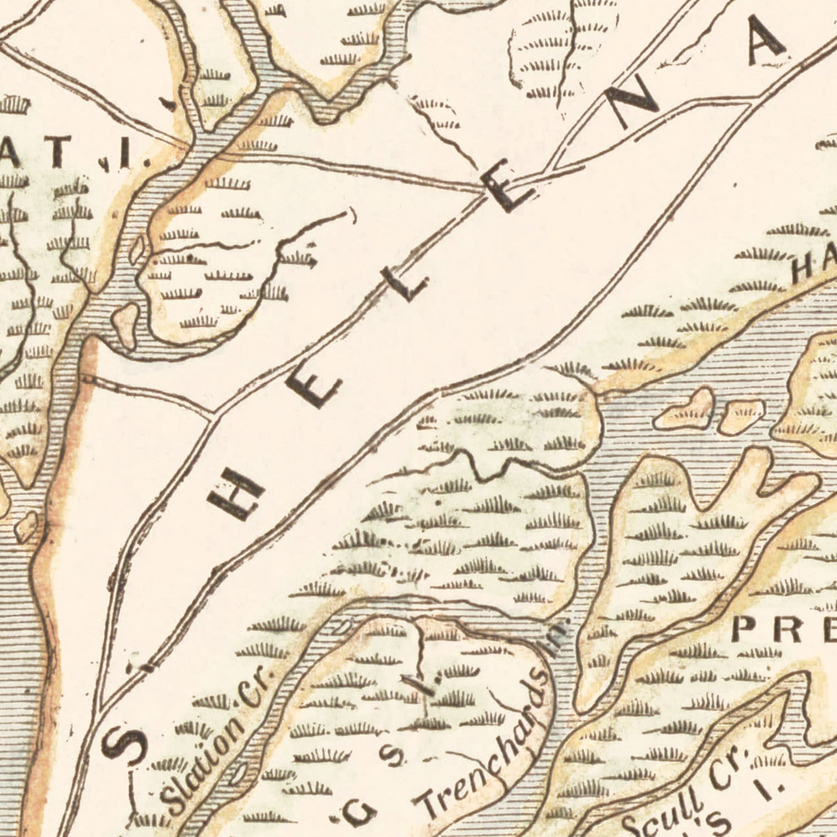 Restored historic details from the 1861 misc. attraction map of County, South Carolina
