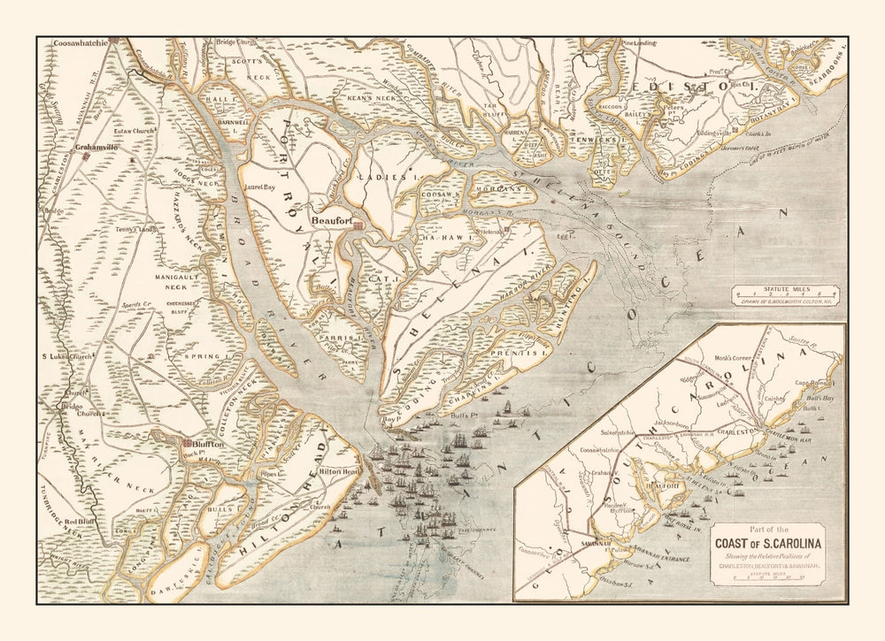 Vintage Port Royal Map 1861 print style example