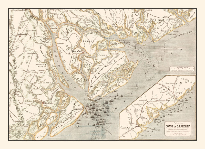 Size comparison using Vintage Port Royal Map 1861