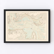 Charleston Harbor Vintage Map 1861