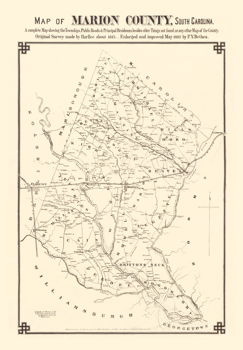 Size comparison using Vintage Map of Marion County, South Carolina 1825