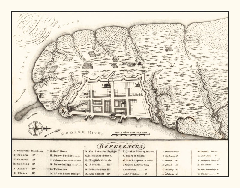 Size comparison using Vintage Map of Charleston, South Carolina 1809