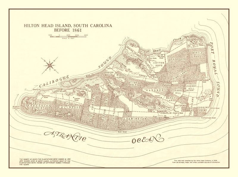 Size comparison using Vintage Hilton Head Island Map 1861