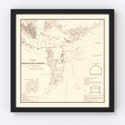 Charleston Harbor Vintage Map 1865