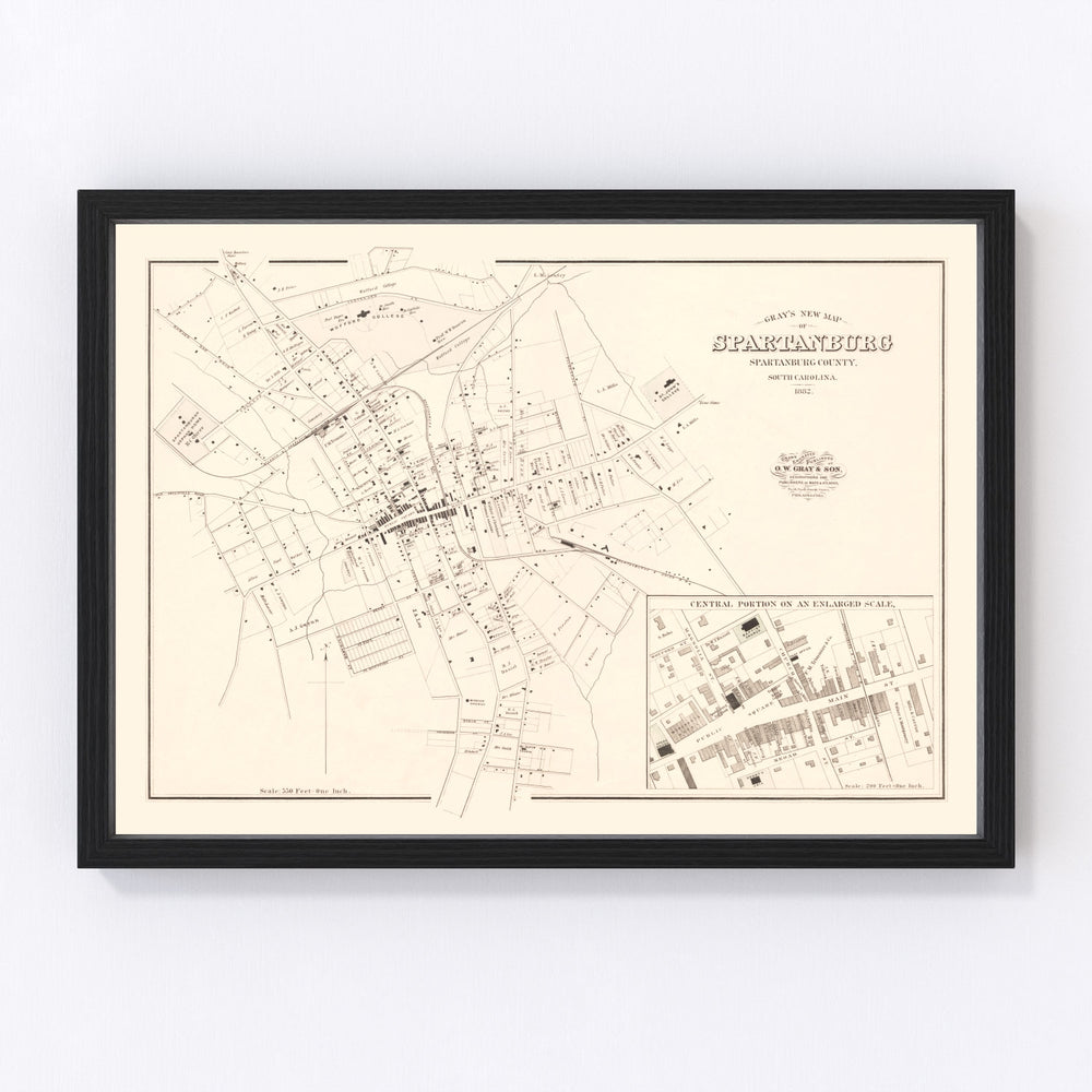 Spartanburg Vintage Map 1882