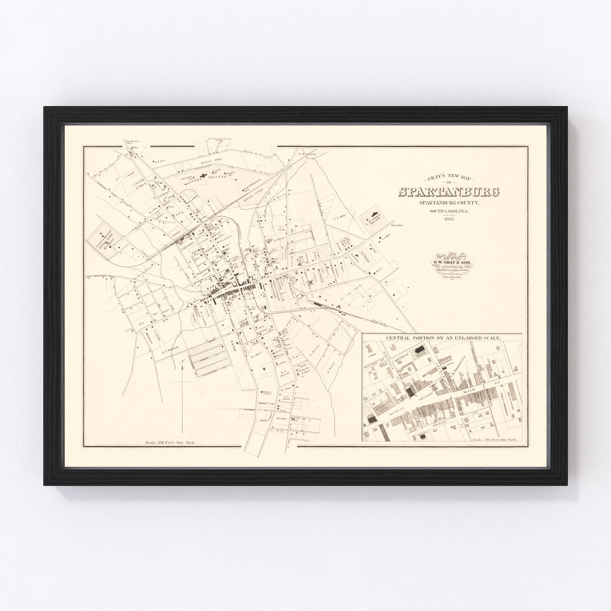 Spartanburg Vintage Map 1882
