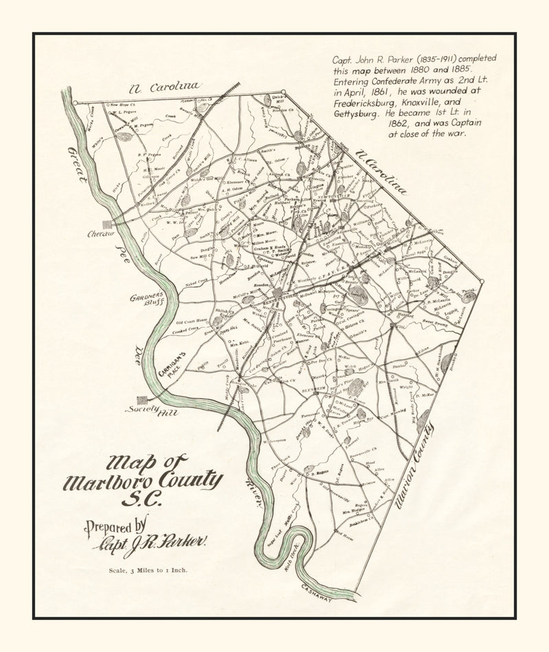Size comparison using Vintage Map of Marlboro County, South Carolina 1880