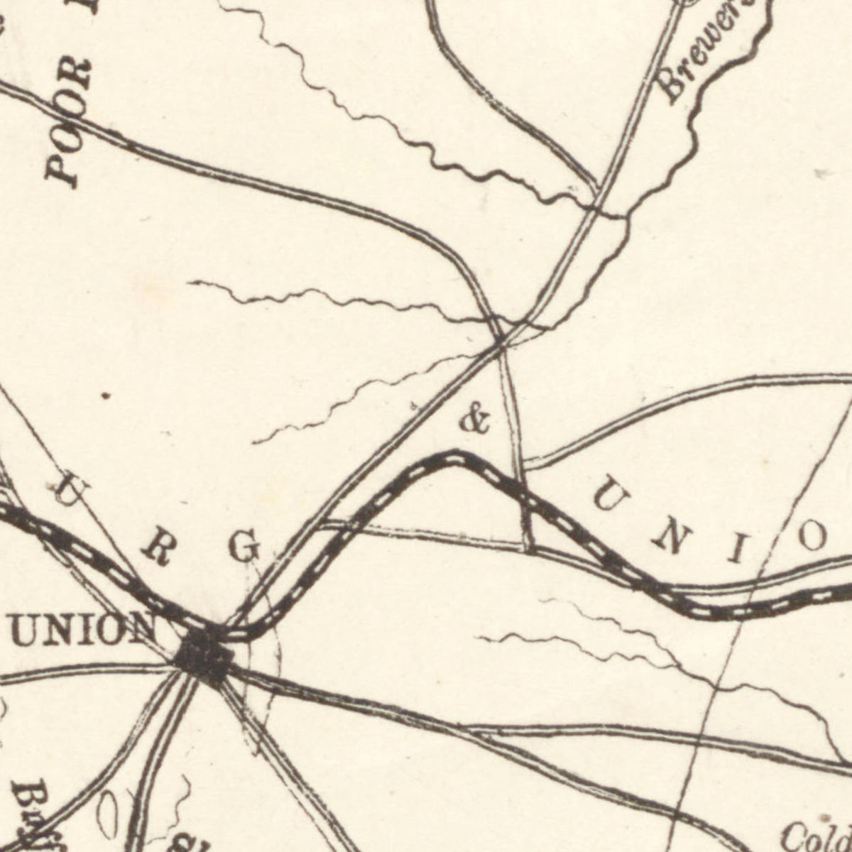 Restored historic details from the 1873 county map of Union County, South Carolina