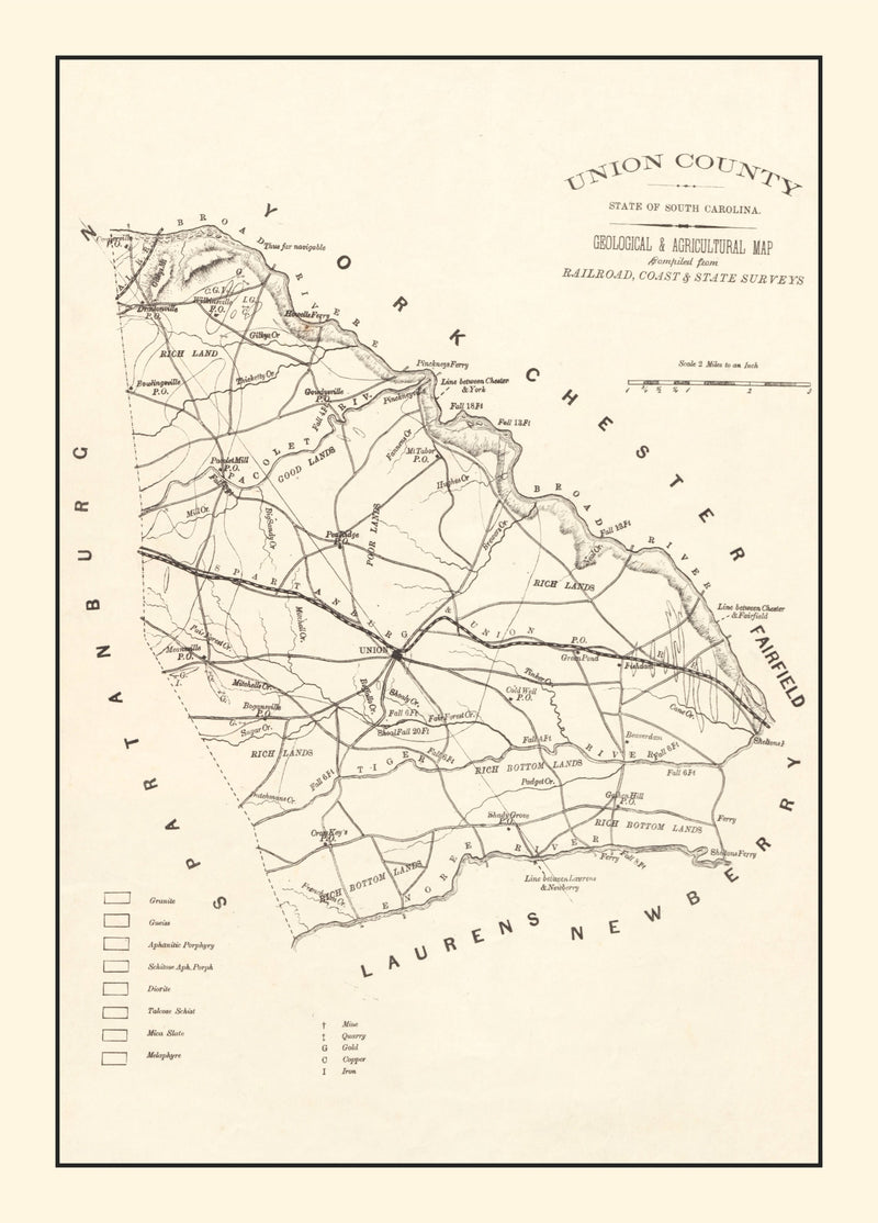 Size comparison using Vintage Map of Union County, South Carolina 1873
