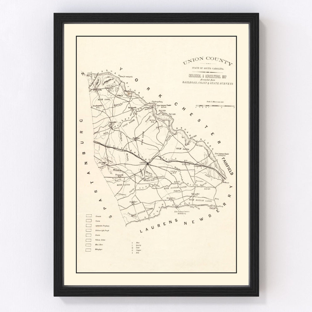 Union County Vintage Map 1873