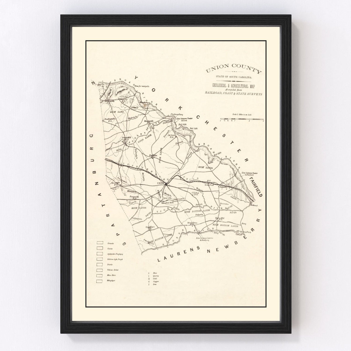 Union County Vintage Map 1873