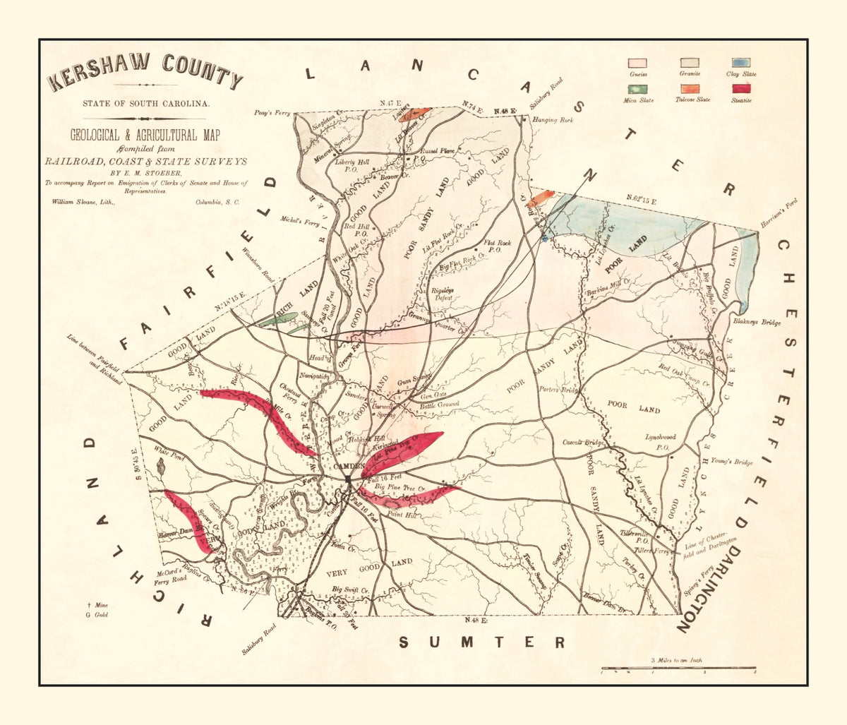 Preview of Vintage Map of Kershaw County, South Carolina 1873