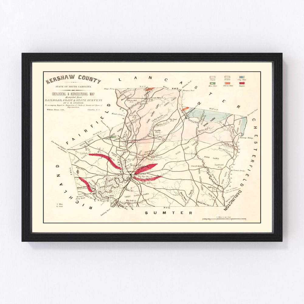 Kershaw County Vintage Map 1873