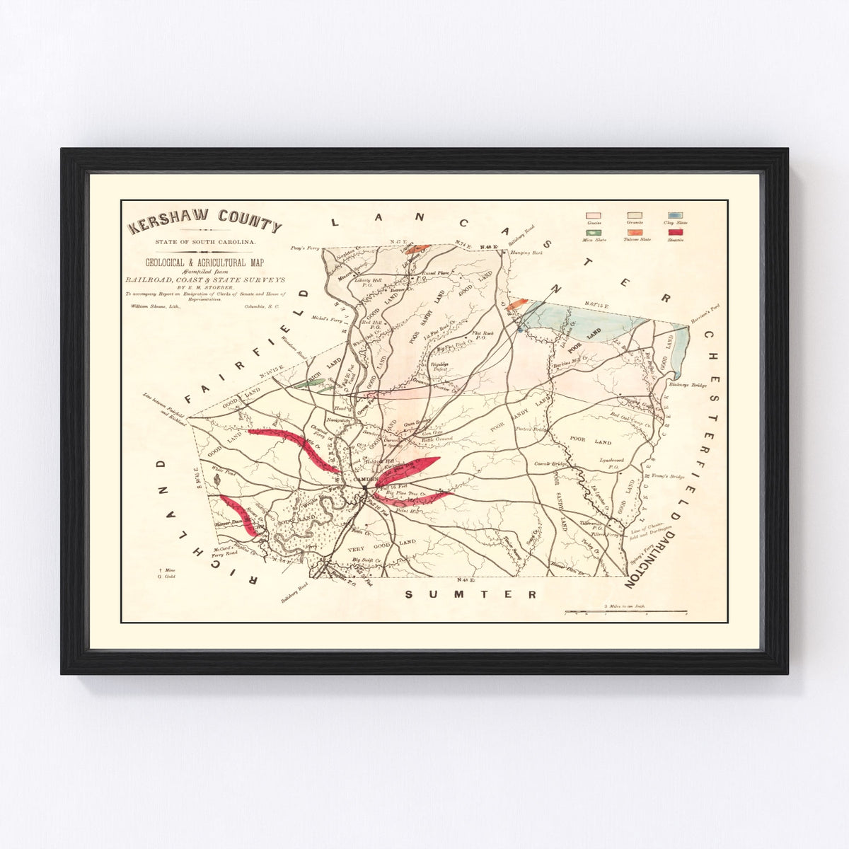 Kershaw County Vintage Map 1873