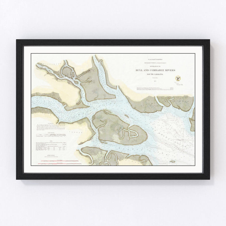 Bull & Combahee Rivers Vintage Map 1871