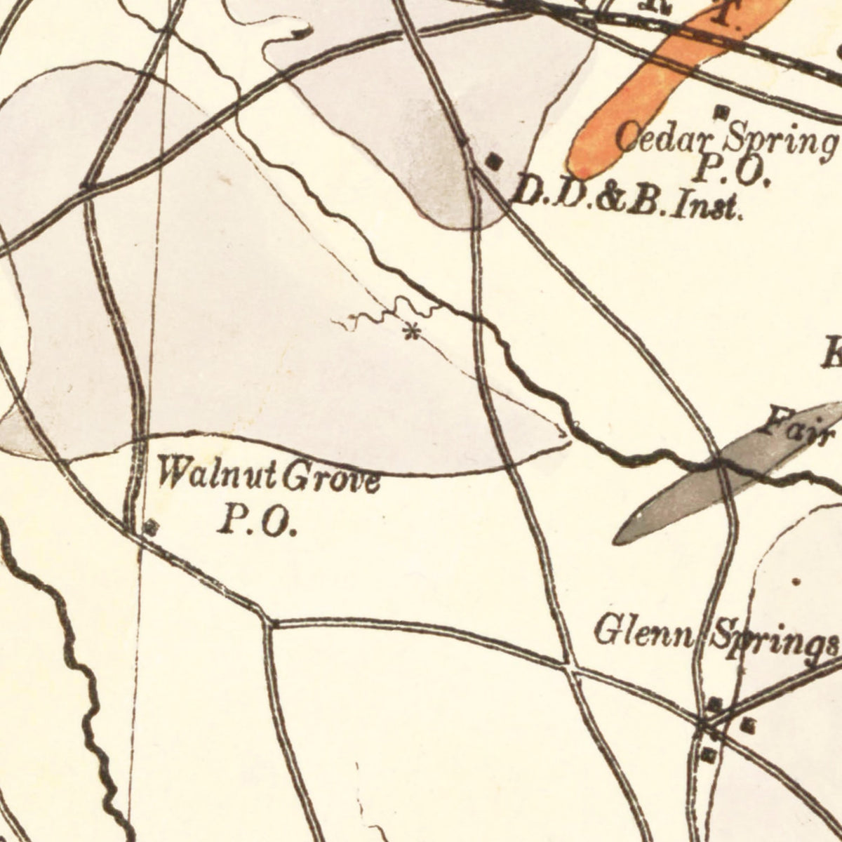 Restored historic details from the 1880 county map of Spartanburg County, South Carolina