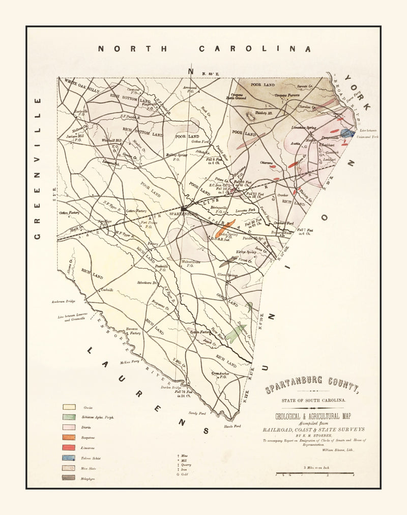 Size comparison using Vintage Map of Spartanburg County, South Carolina 1880