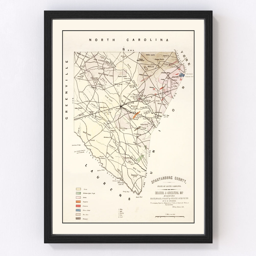 Spartanburg County Vintage Map 1880