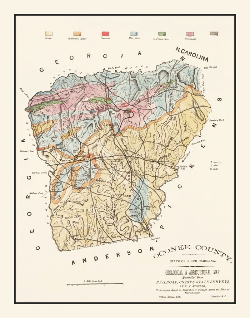 Size comparison using Vintage Map of Oconee County, South Carolina 1880