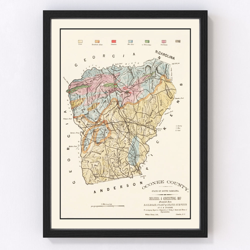 Oconee County Vintage Map 1880
