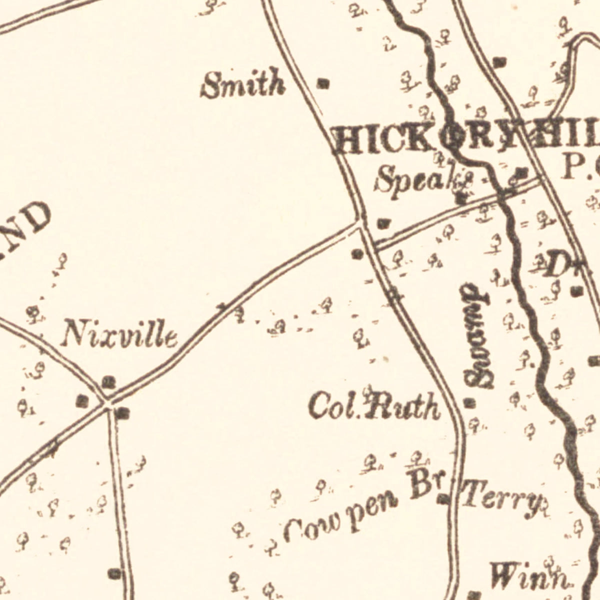 Restored historic details from the 1880 county map of Beaufort County, South Carolina