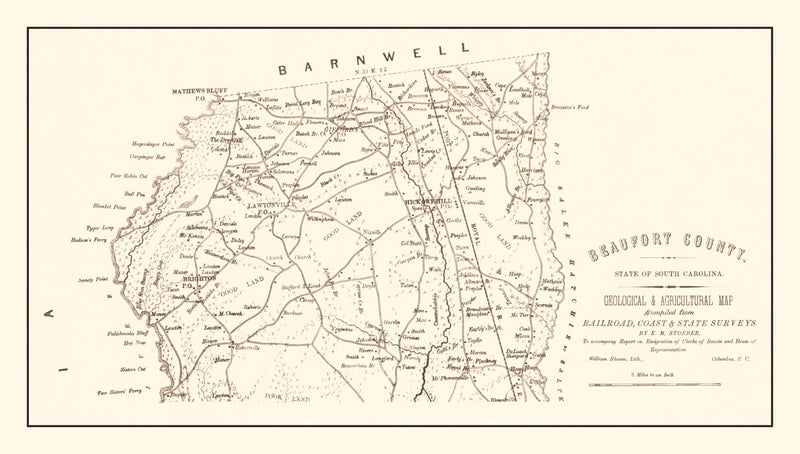 Size comparison using Vintage Map of Beaufort County, South Carolina 1880