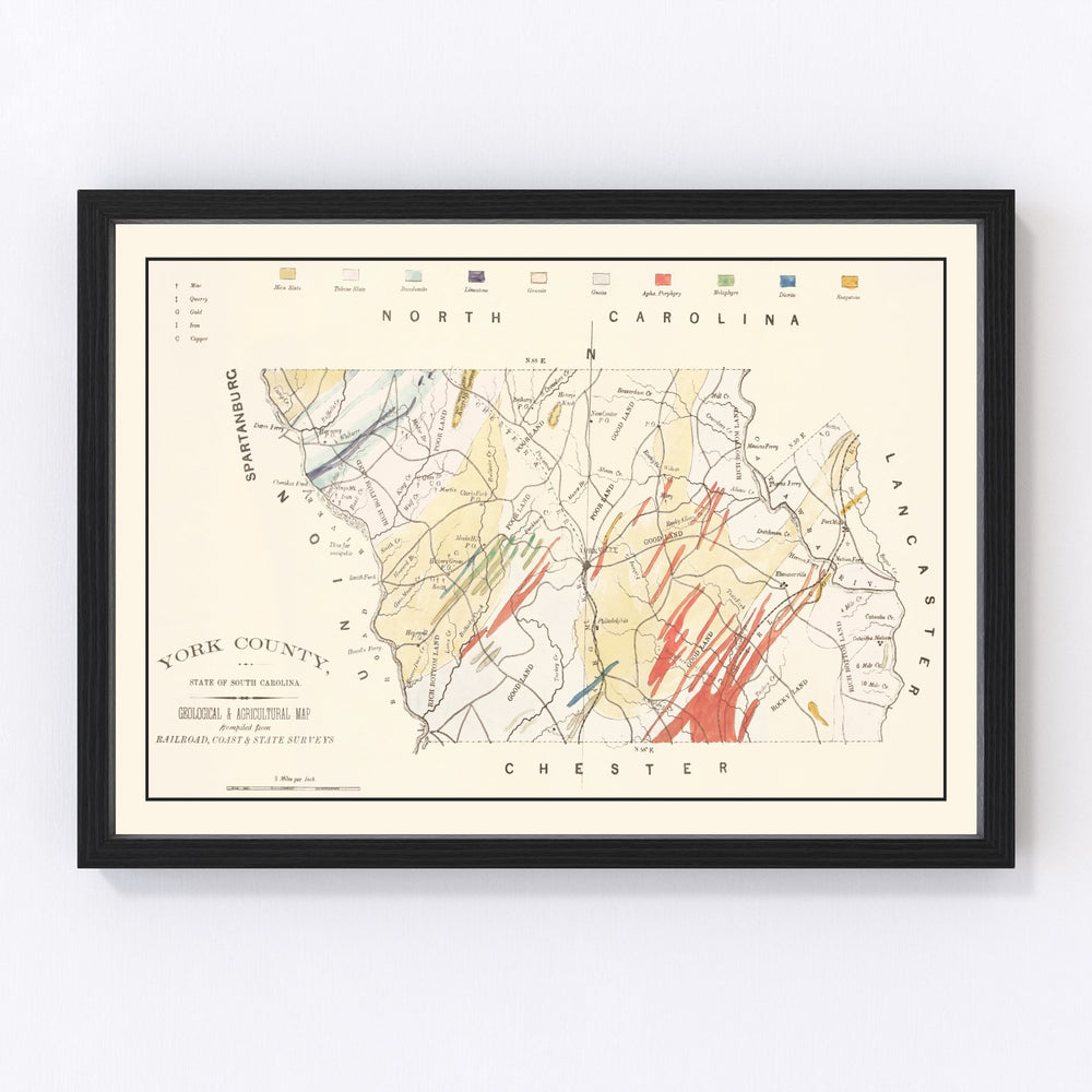 York County Vintage Map 1880