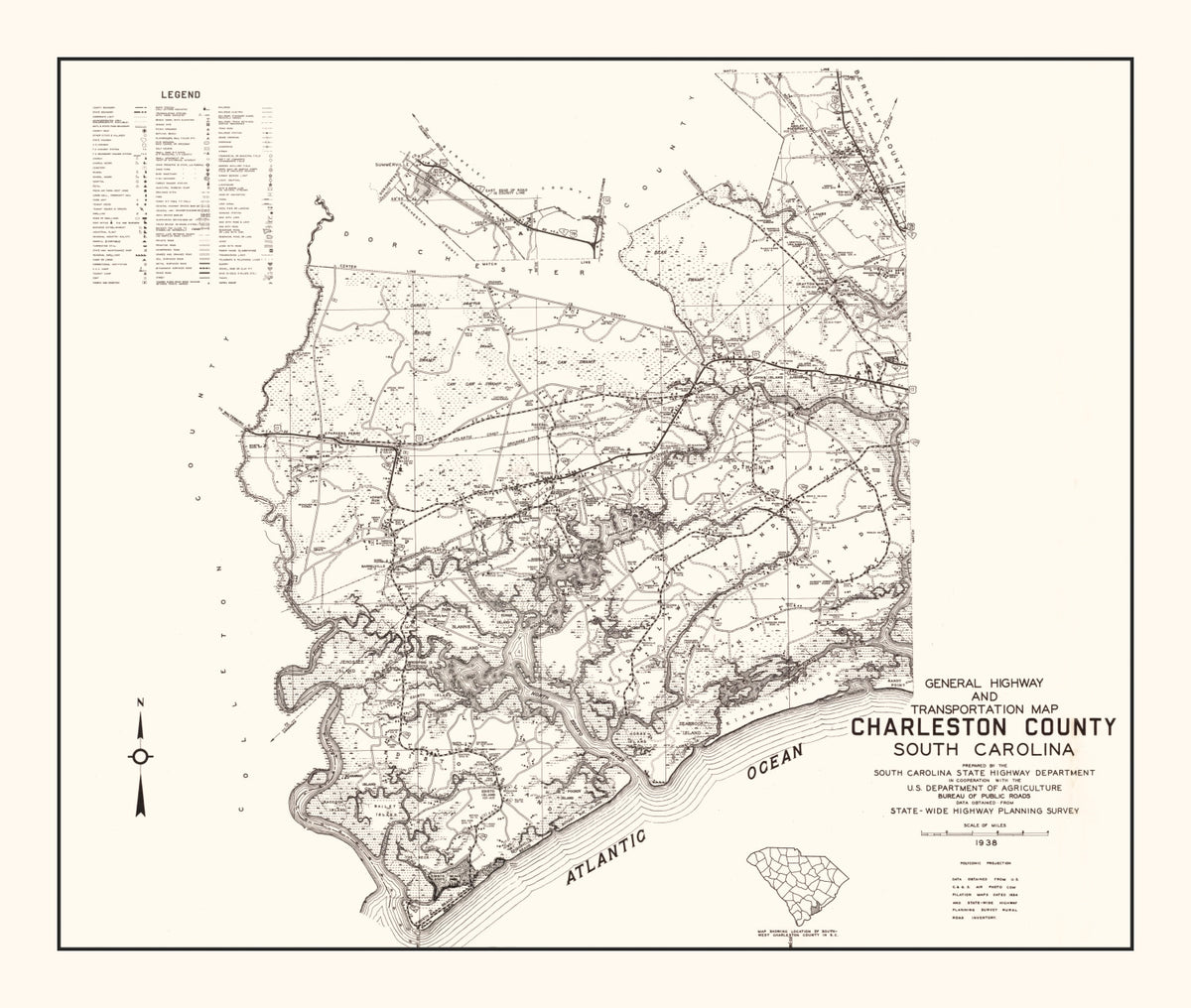 Preview of Vintage Map of Charleston County, South Carolina 1938