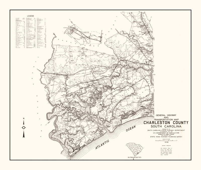 Size comparison using Vintage Map of Charleston County, South Carolina 1938