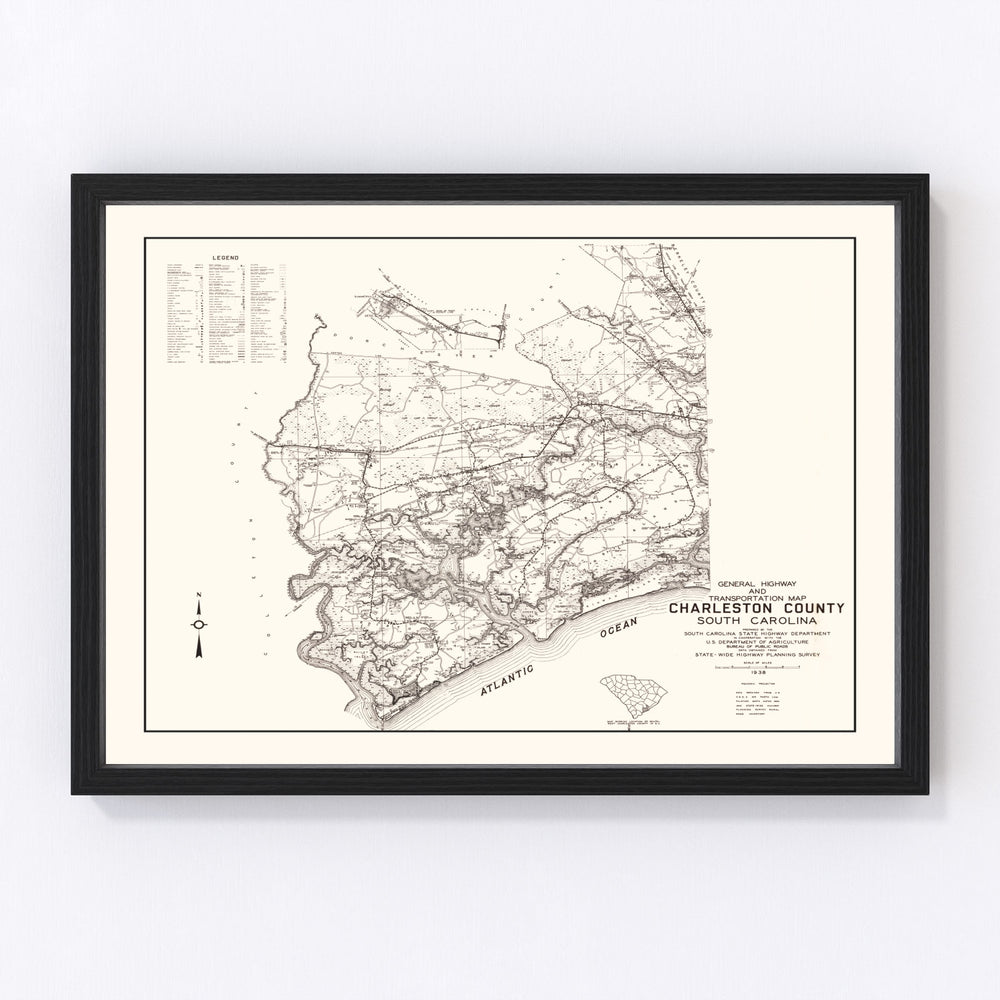 Charleston County Vintage Map 1938