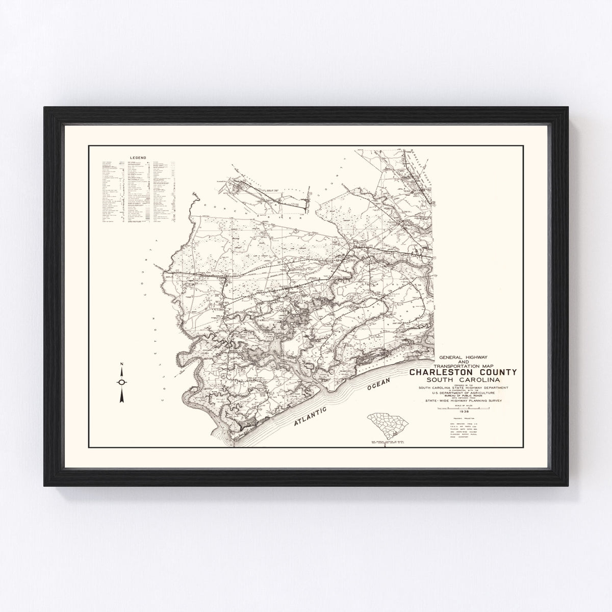 Charleston County Vintage Map 1938