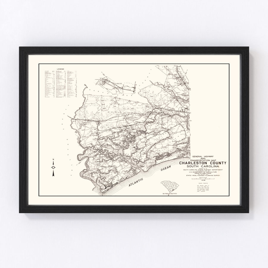 Charleston County Vintage Map 1938