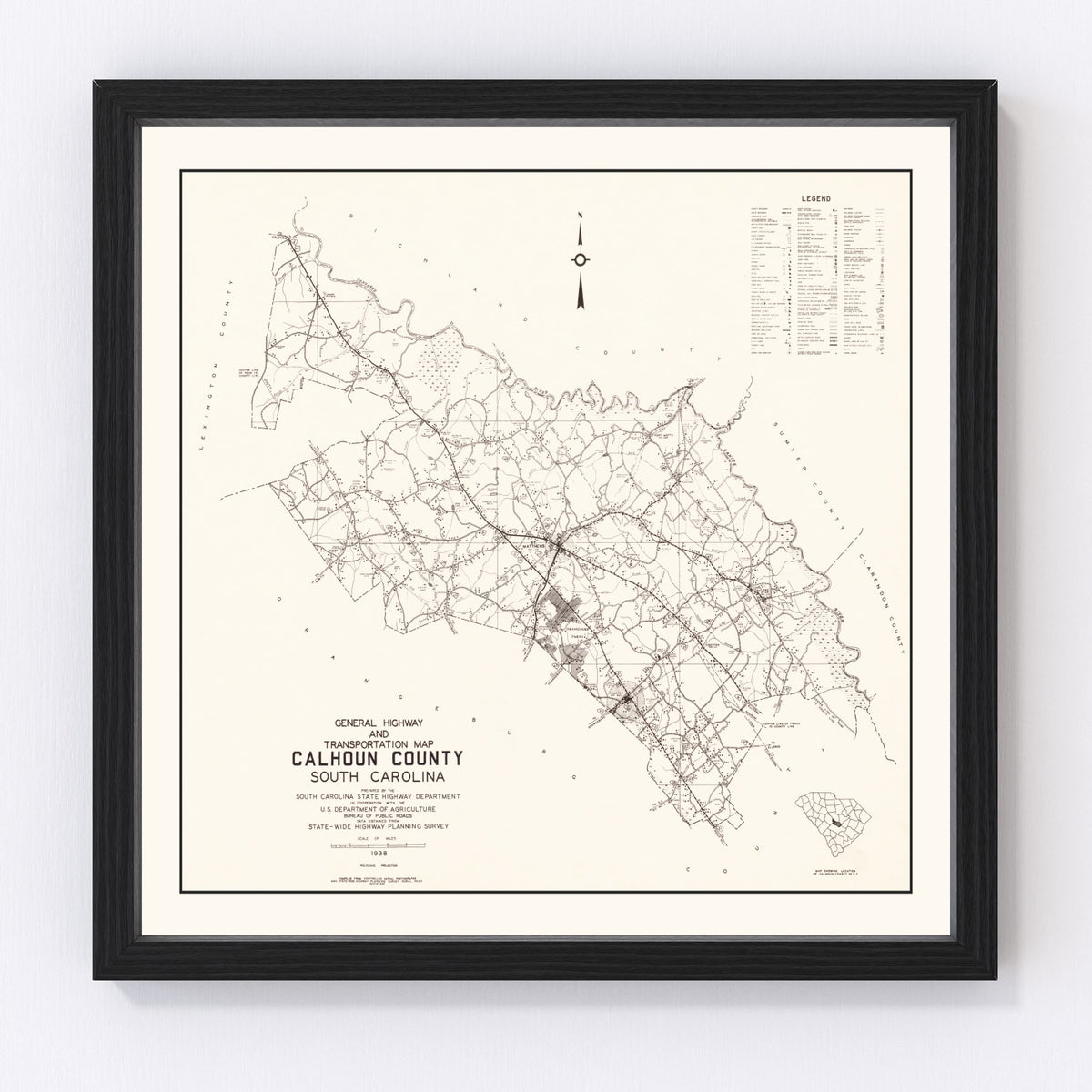 Calhoun County Vintage Map 1938