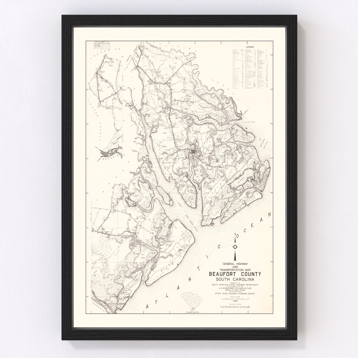 Beaufort County Vintage Map 1938