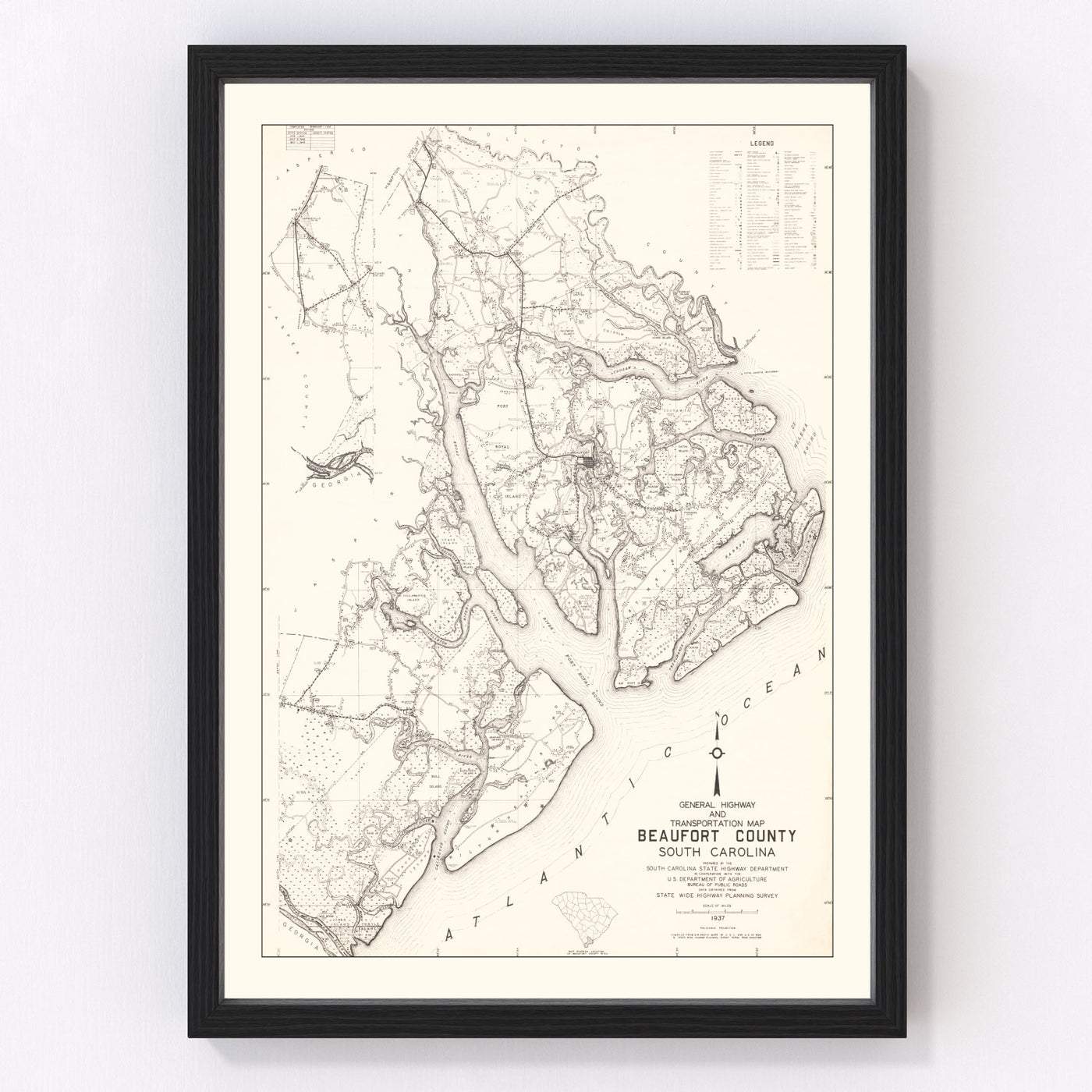 Beaufort County Vintage Map 1938