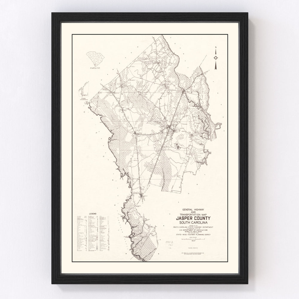 Jasper County Vintage Map 1938