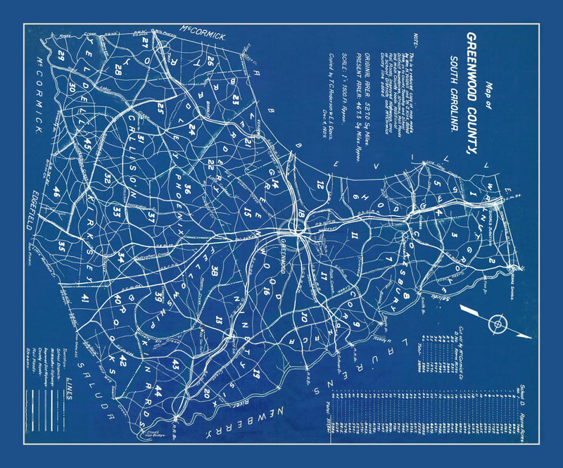 Size comparison using Vintage Map of Greenwood County, South Carolina 1929