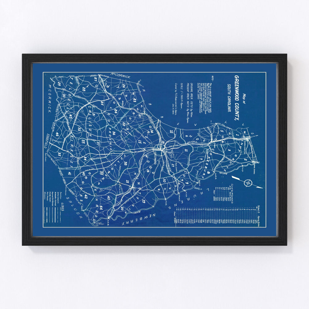 Greenwood County Vintage Map 1929