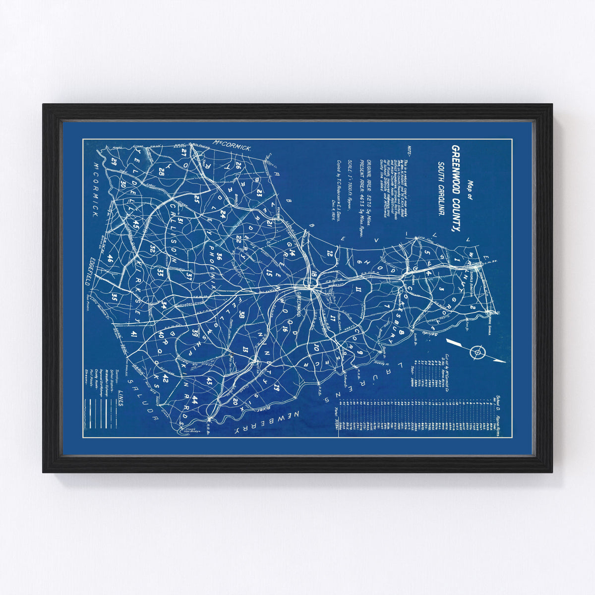 Greenwood County Vintage Map 1929